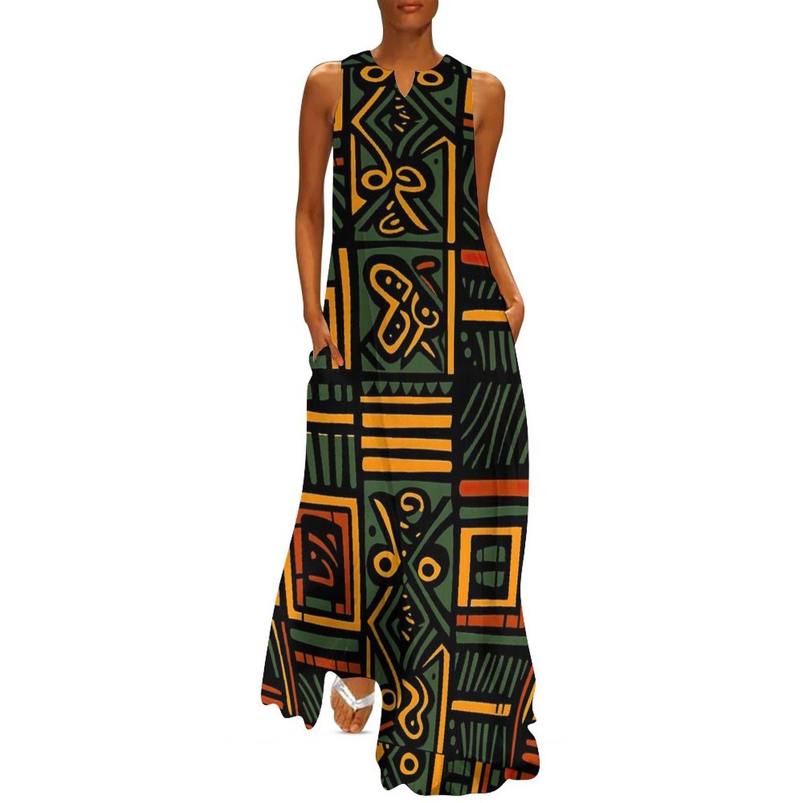 Mother Earth - Womens - Sleeveless Ankle-length Dress - African - Ankara Pattern - Dresses - KumbatiaKulture