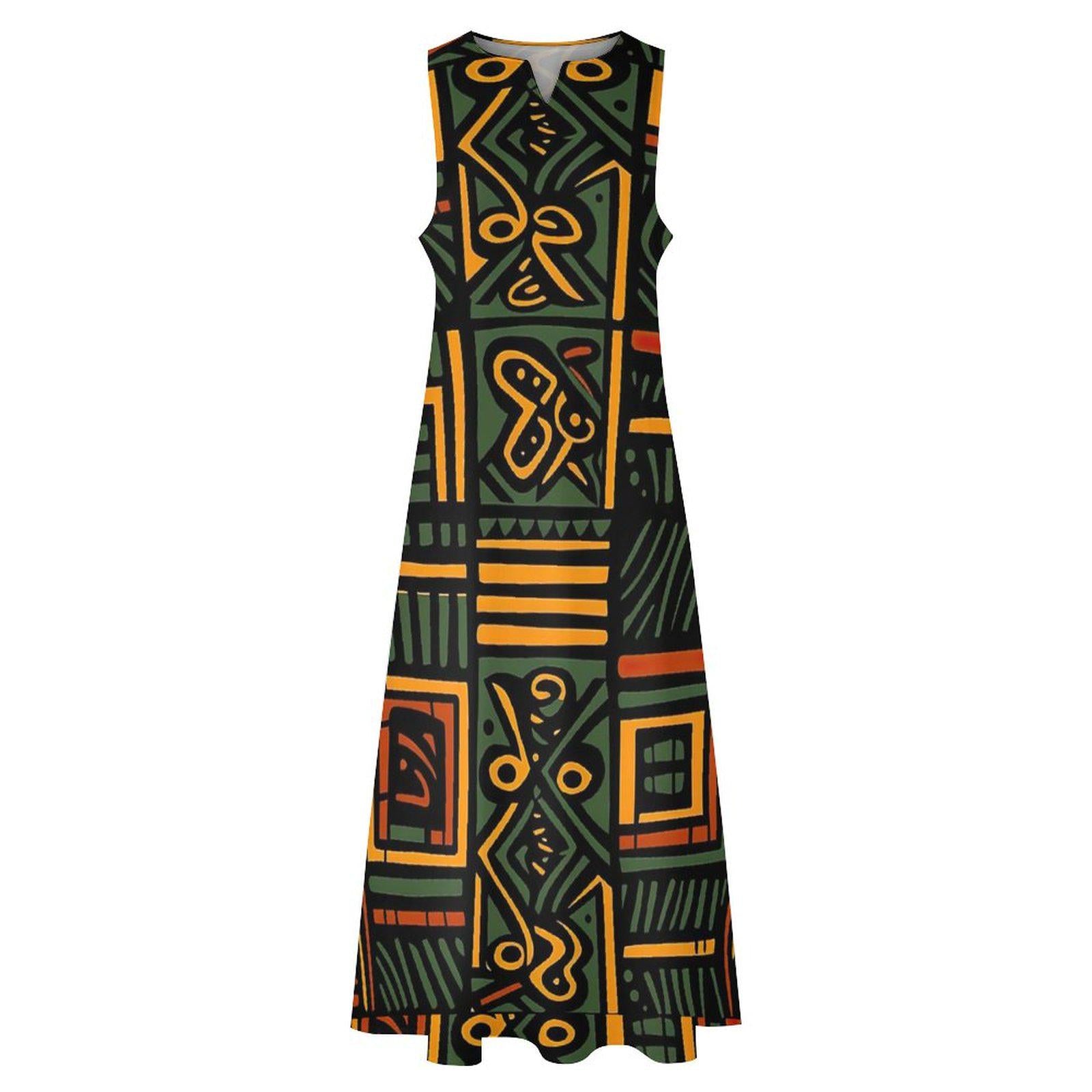 Mother Earth - Womens - Sleeveless Ankle-length Dress - African - Ankara Pattern - Dresses - KumbatiaKulture