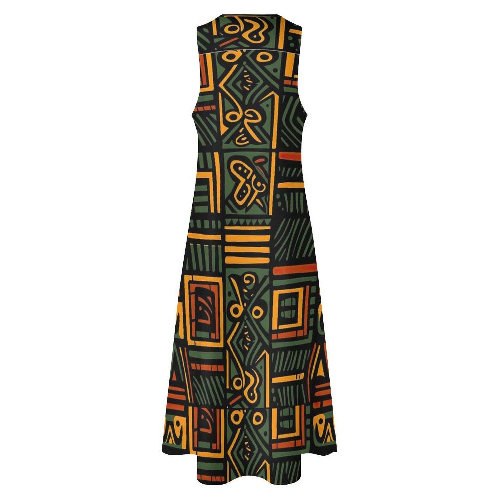 Mother Earth - Womens - Sleeveless Ankle-length Dress - African - Ankara Pattern - Dresses - KumbatiaKulture