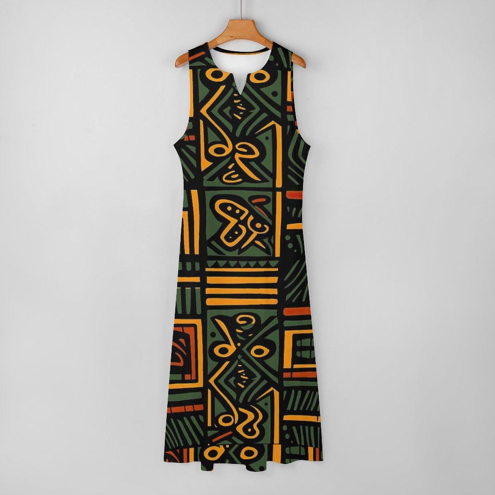 Mother Earth - Womens - Sleeveless Ankle-length Dress - African - Ankara Pattern - Dresses - KumbatiaKulture