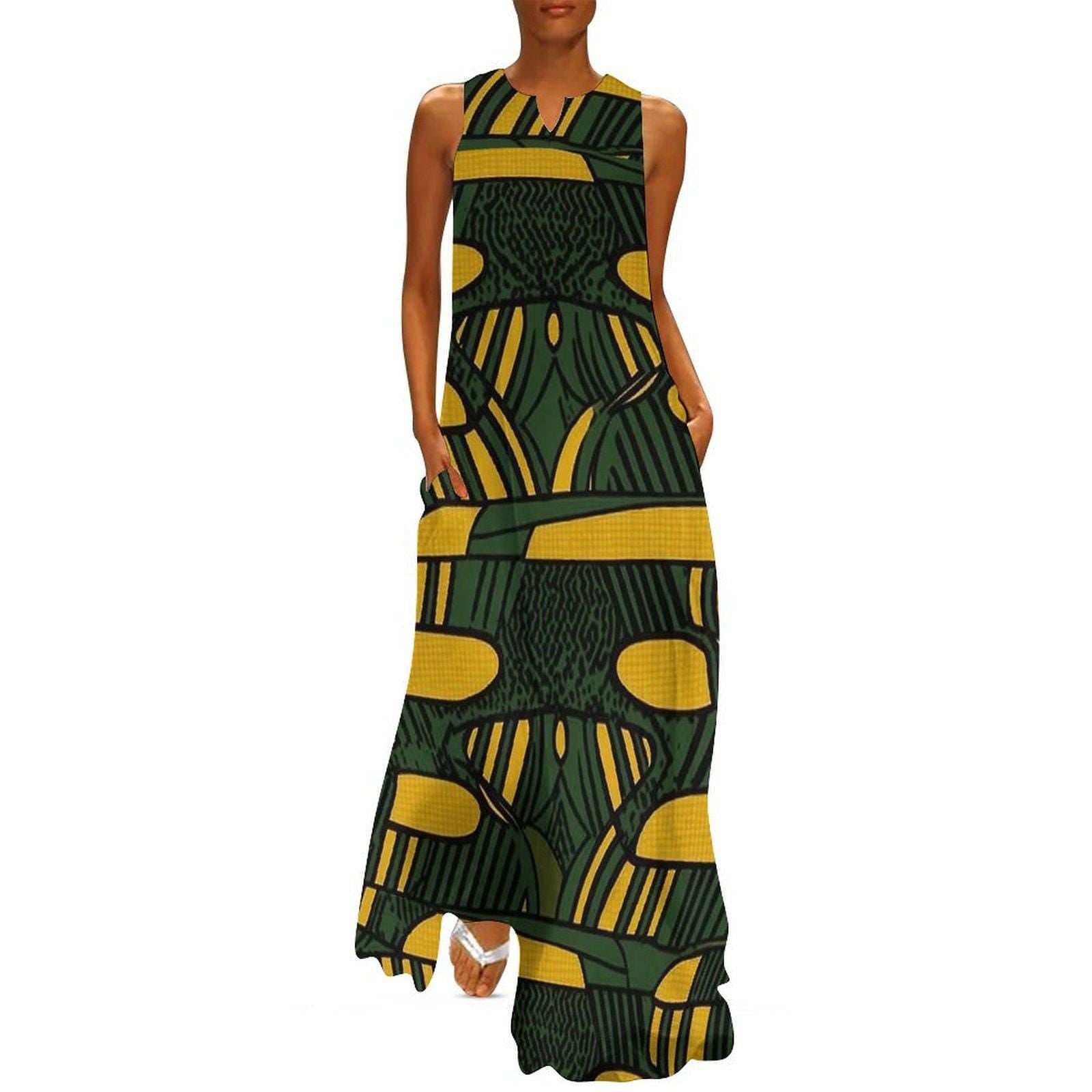 Sage - Womens - Sleeveless Ankle-length Dress - African - Ankara Pattern - Dresses - KumbatiaKulture