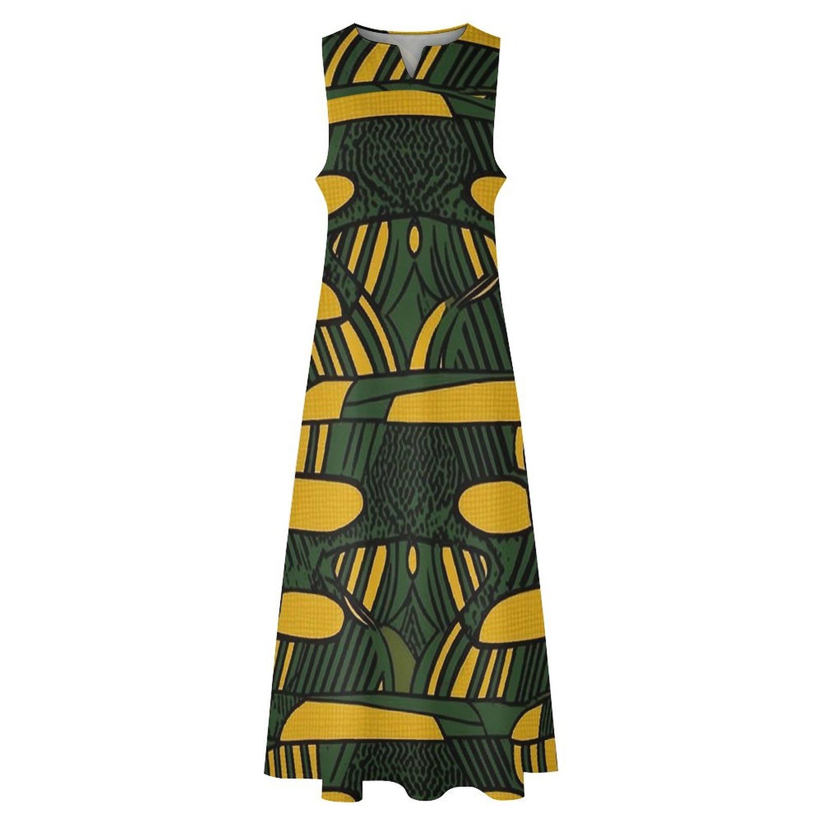 Sage - Womens - Sleeveless Ankle-length Dress - African - Ankara Pattern - Dresses - KumbatiaKulture