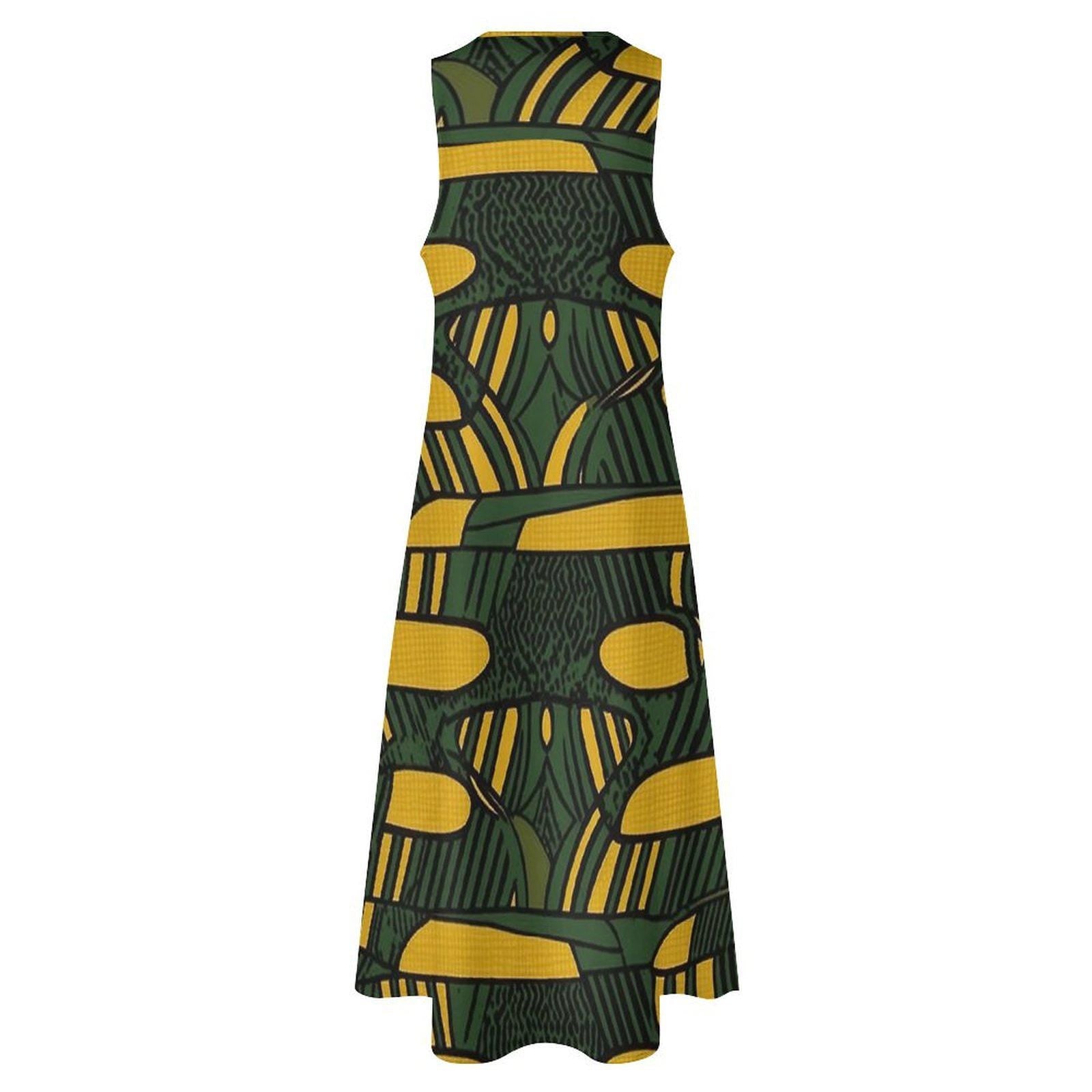 Sage - Womens - Sleeveless Ankle-length Dress - African - Ankara Pattern - Dresses - KumbatiaKulture