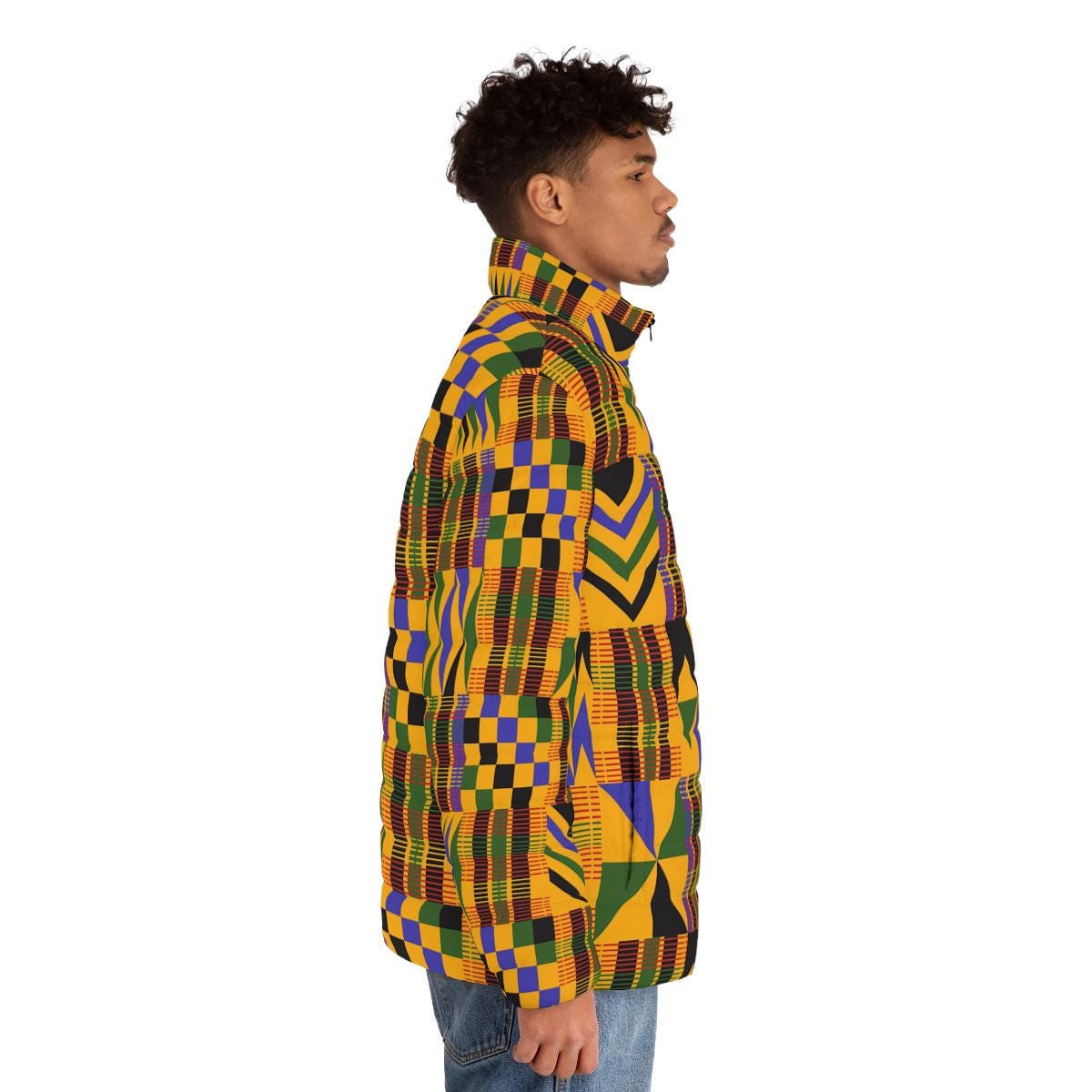 Roots - Mens -  Puffer Jacket - African - Kente Pattern