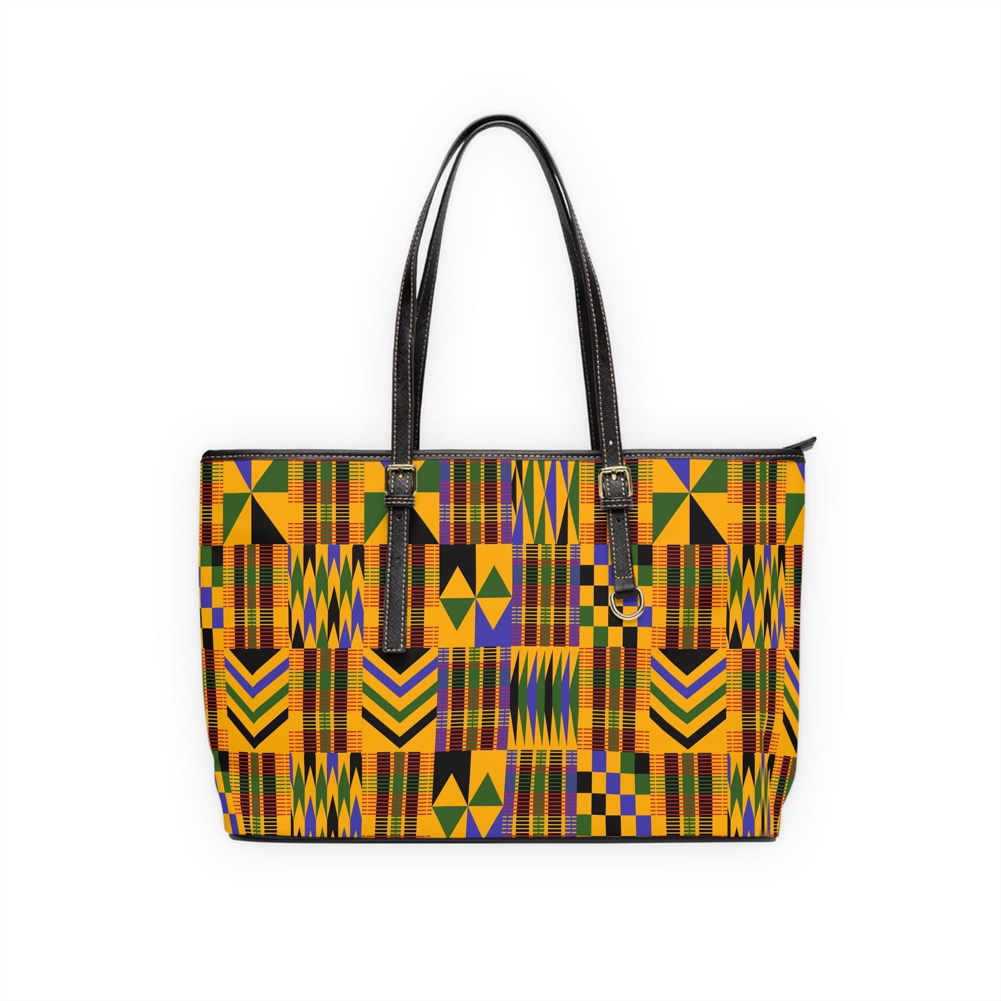 Roots - Womens - Leather Shoulder Bag - African - Kente Pattern