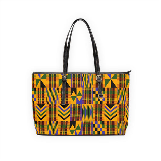 Roots - Womens - Leather Shoulder Bag - African - Kente Pattern