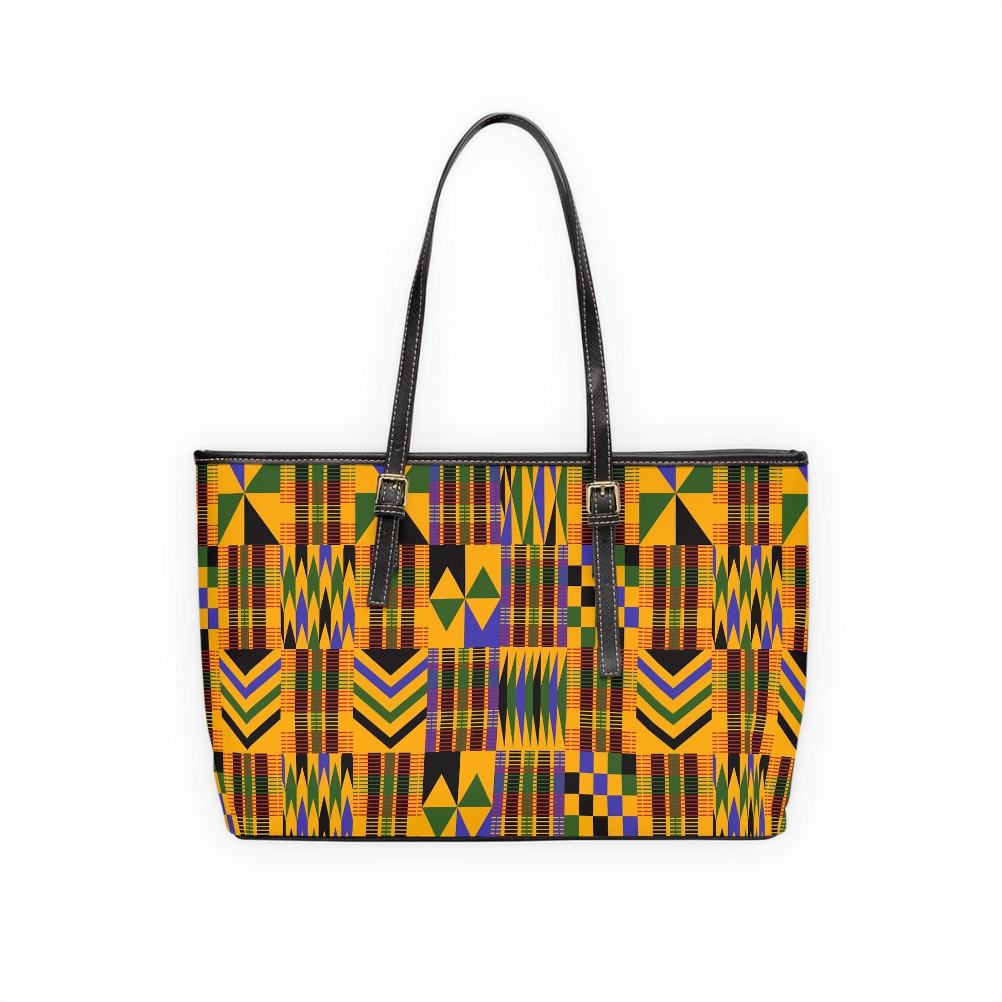 Roots - Womens - Leather Shoulder Bag - African - Kente Pattern