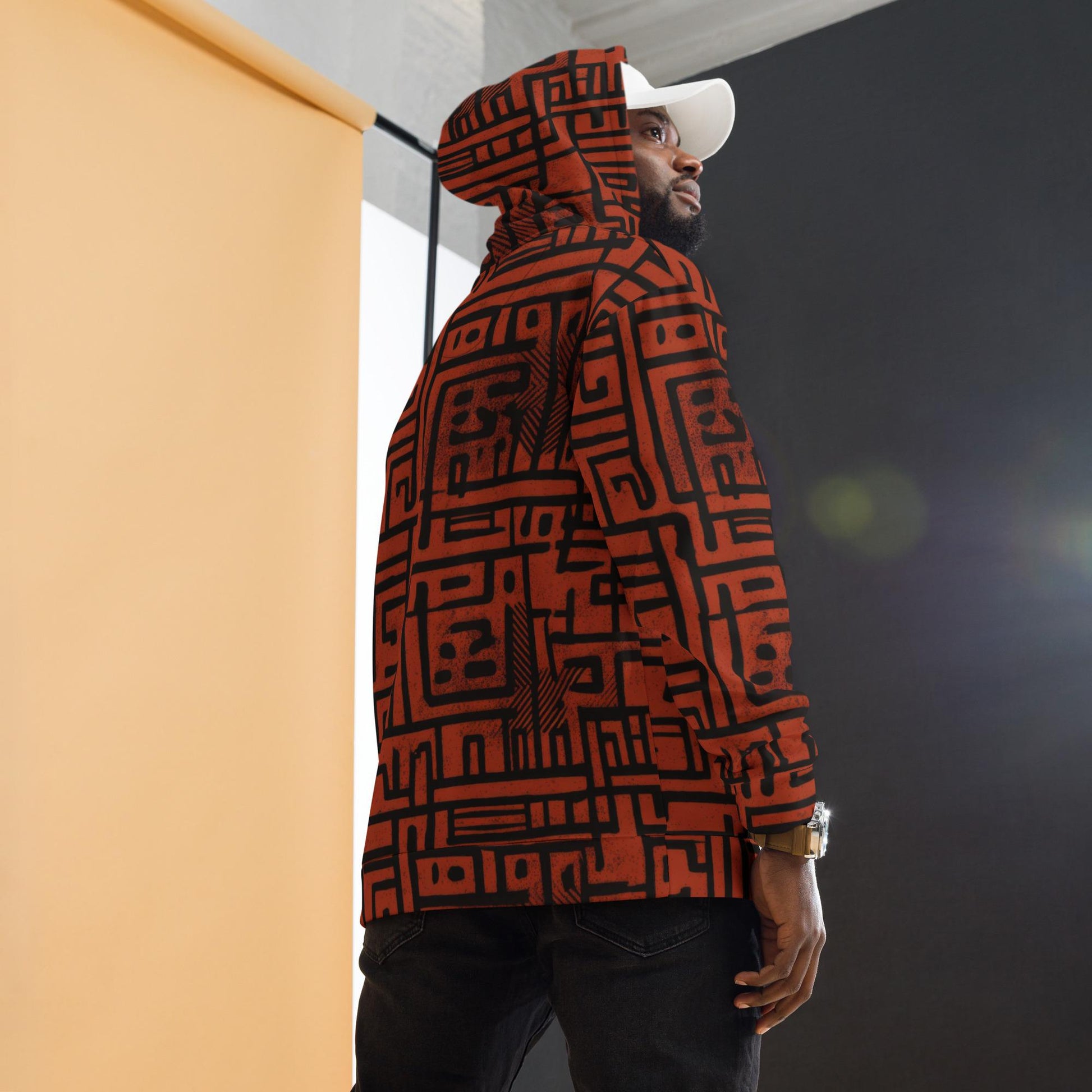 Brick Graffiti - Mens - Hoodie - African -Mud Cloth Pattern