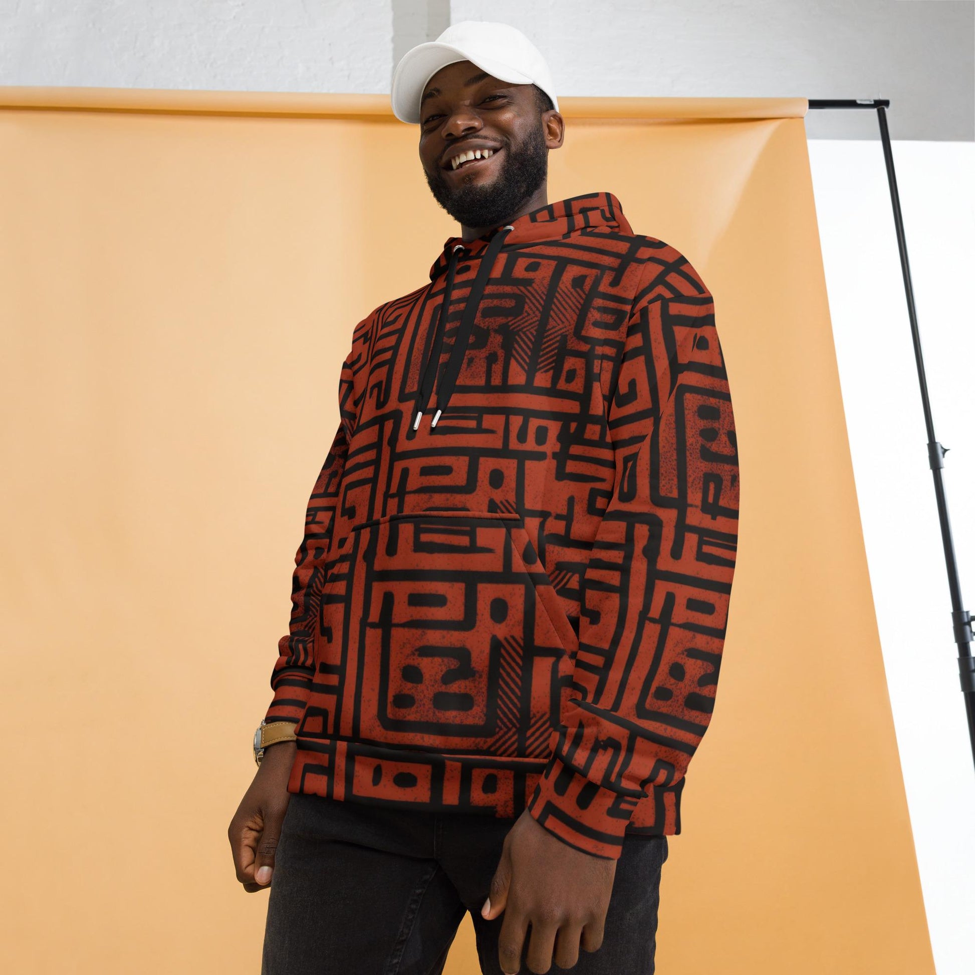 Brick Graffiti - Mens - Hoodie - African -Mud Cloth Pattern