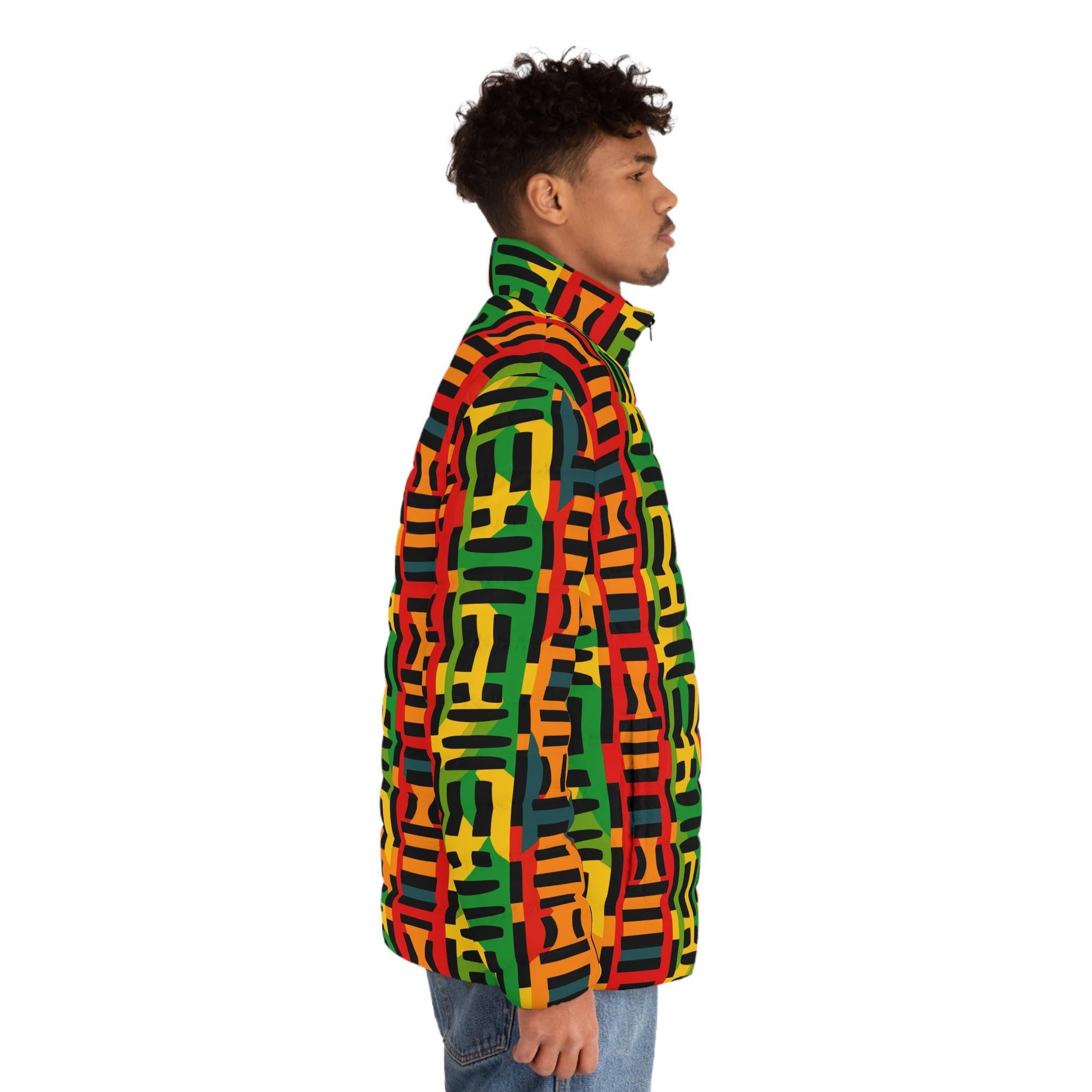 Horizon - Mens -  Puffer Jacket - African - Kente Patterm