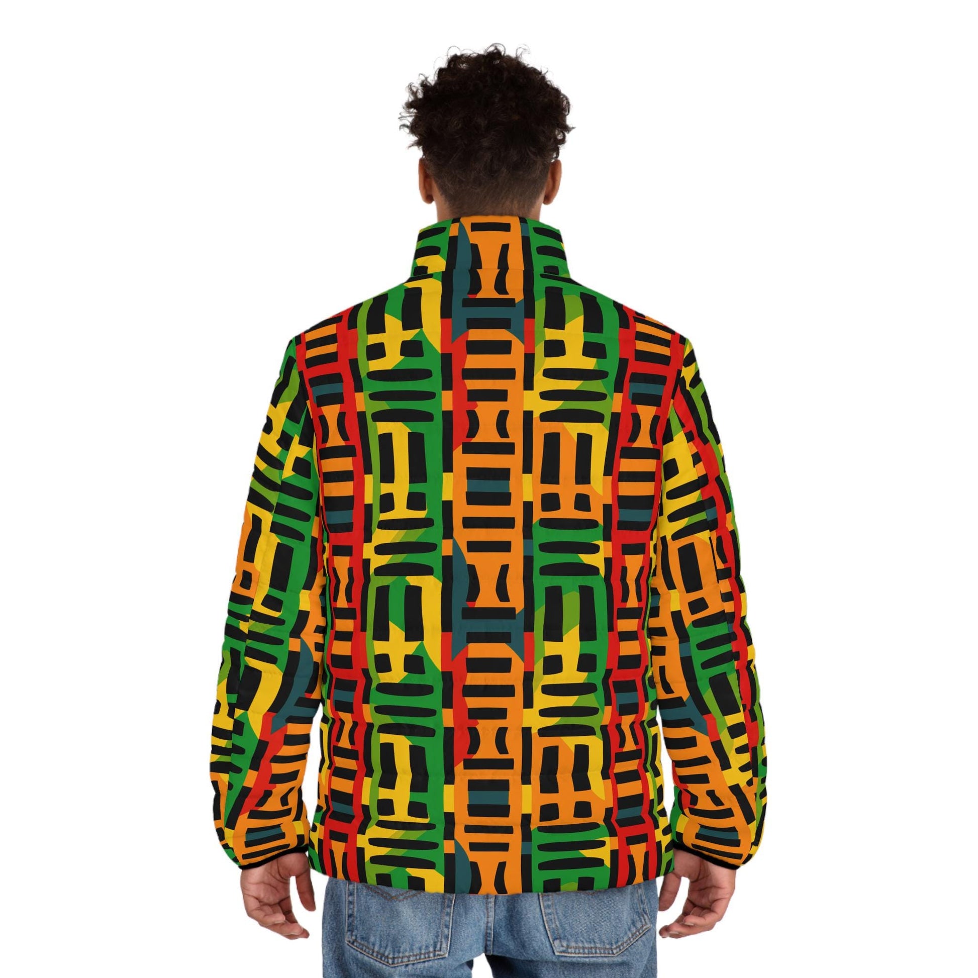 Horizon - Mens -  Puffer Jacket - African - Kente Patterm