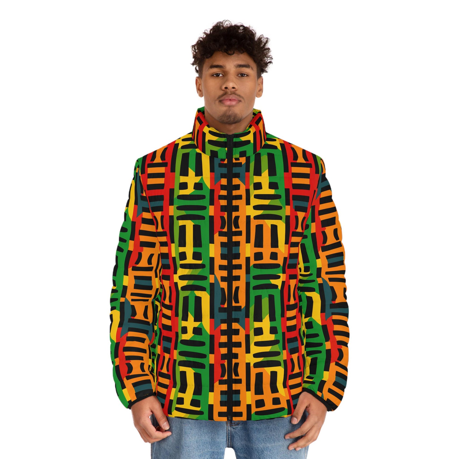 Horizon - Mens -  Puffer Jacket - African - Kente Patterm