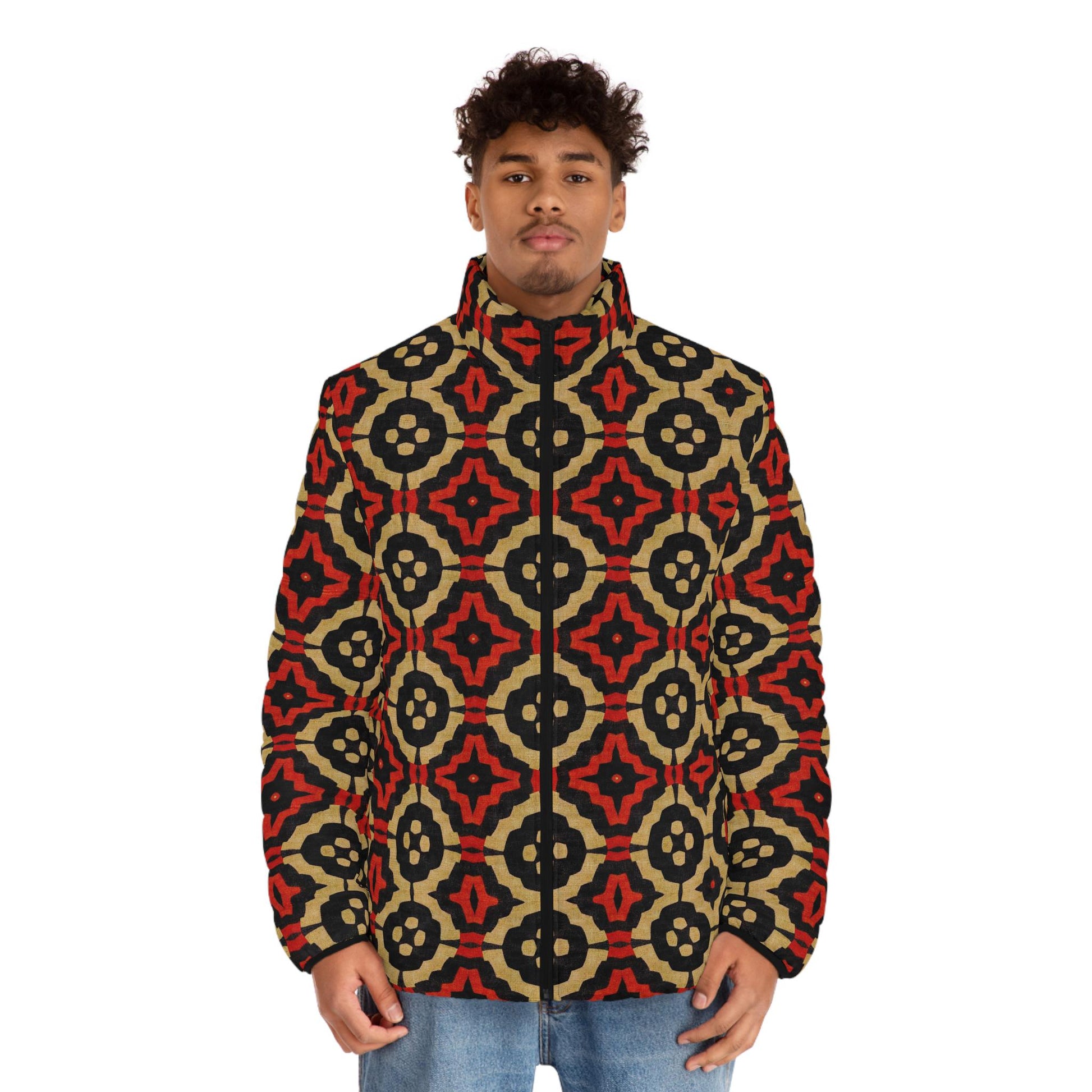 Black Excellence - Mens - Puffer Jacket - African - Bogolan Pattern