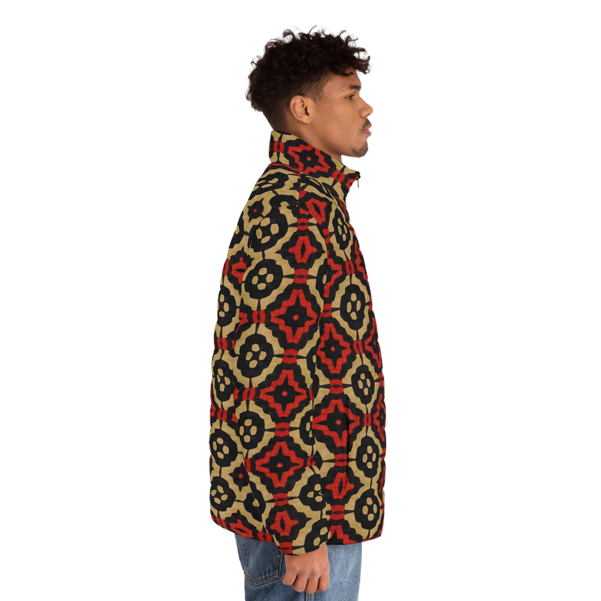 Black Excellence - Mens - Puffer Jacket - African - Bogolan Pattern