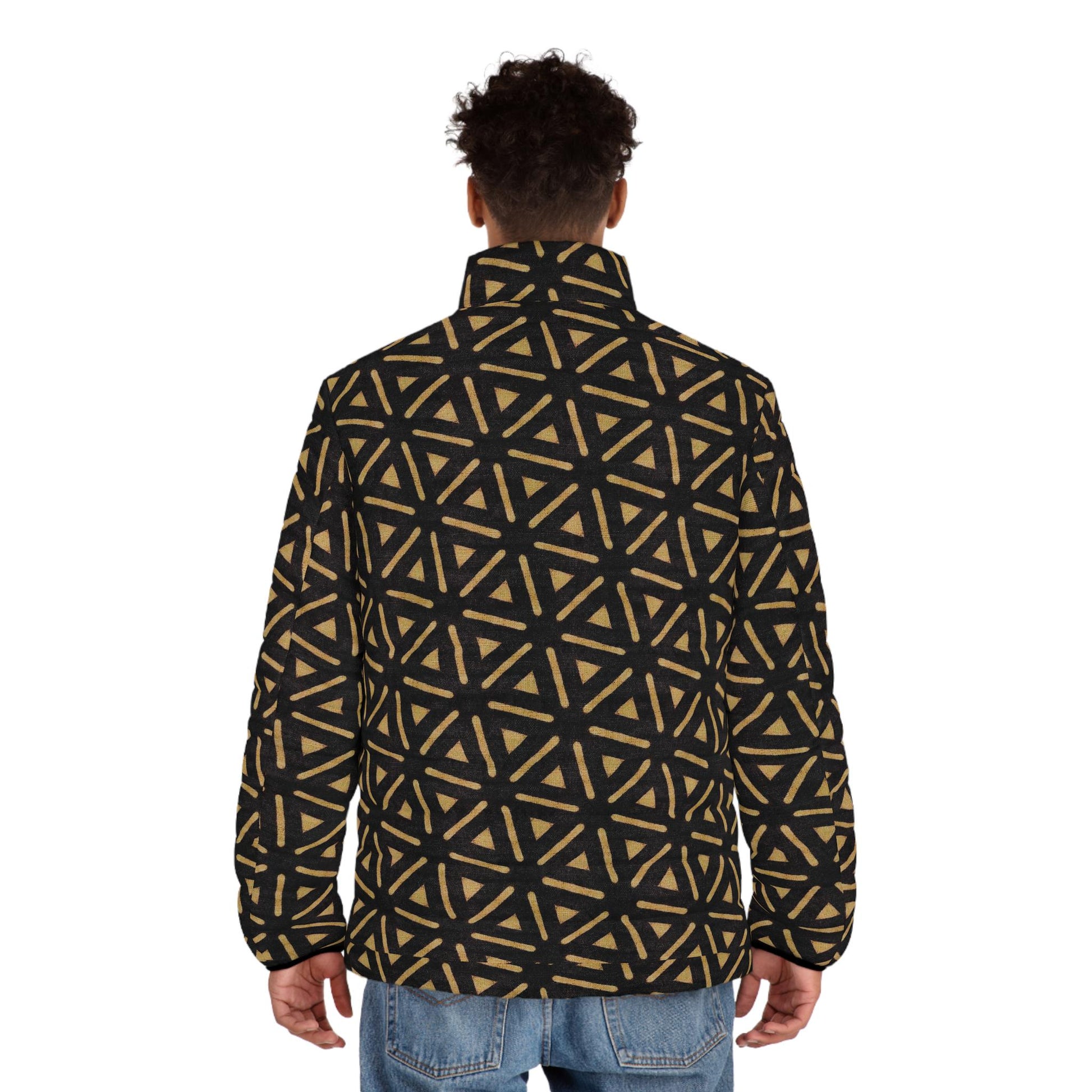 Golden Pyramid -  Men&#39;s - Puffer Jacket - African - Bogolan Pattern