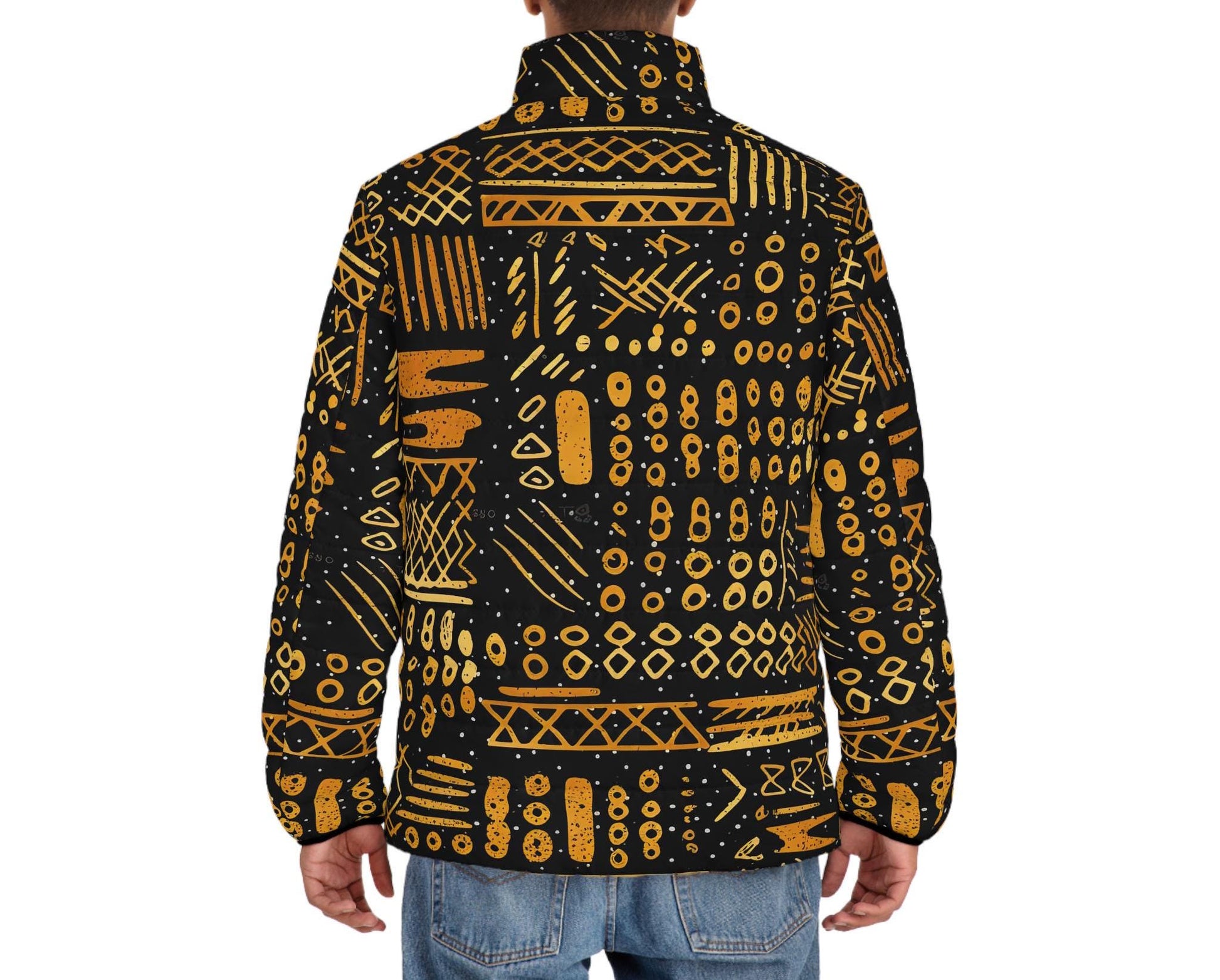 Charred Coals - Men&#39;s - Puffer Jacket - African Tribal Pattern