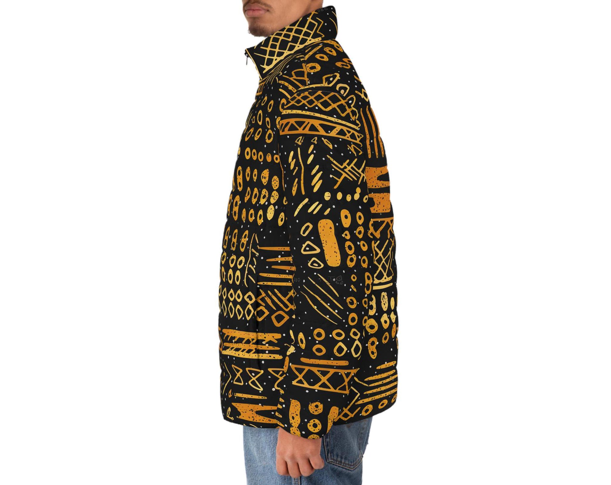 Charred Coals - Men&#39;s - Puffer Jacket - African Tribal Pattern