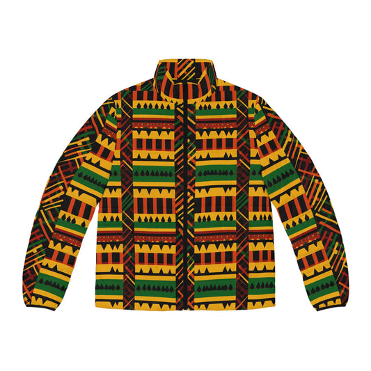 Inferno -  Mens Puffer Jacket - African Kente Pattern