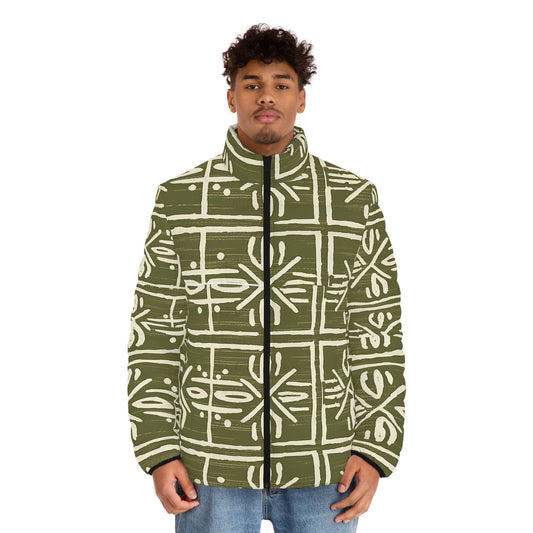 Olive Breige - Men's - Puffer Jacket - African Tribal Pattern - Jackets & Coats - KumbatiaKulture