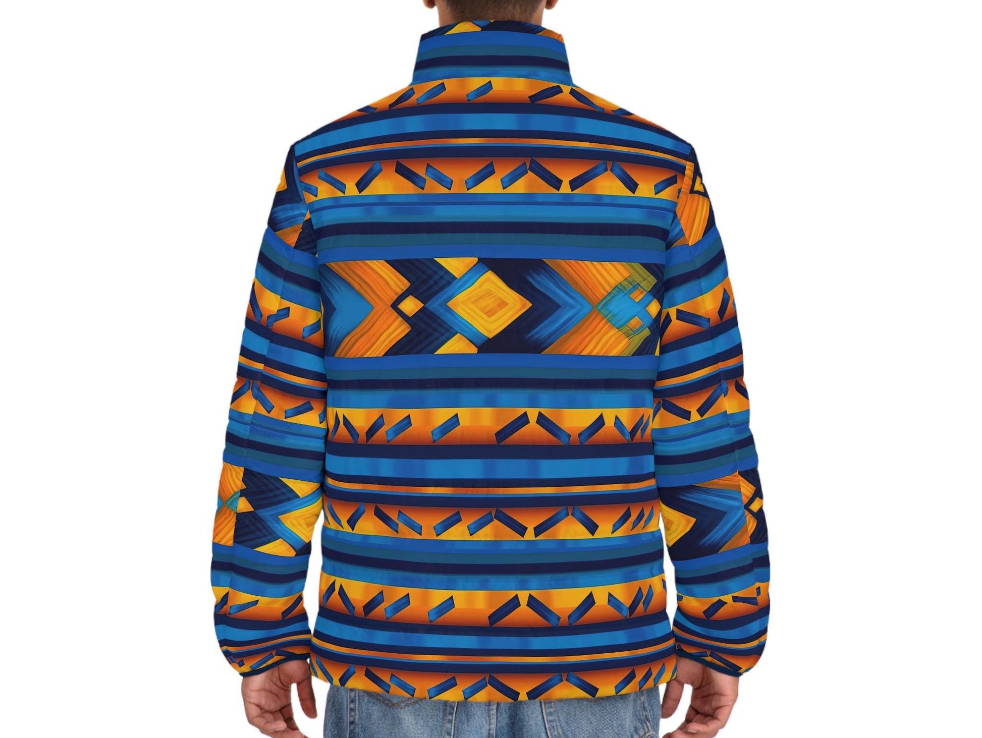 Love - Men&#39;s - Puffer Jacket - African - Kente Pattern