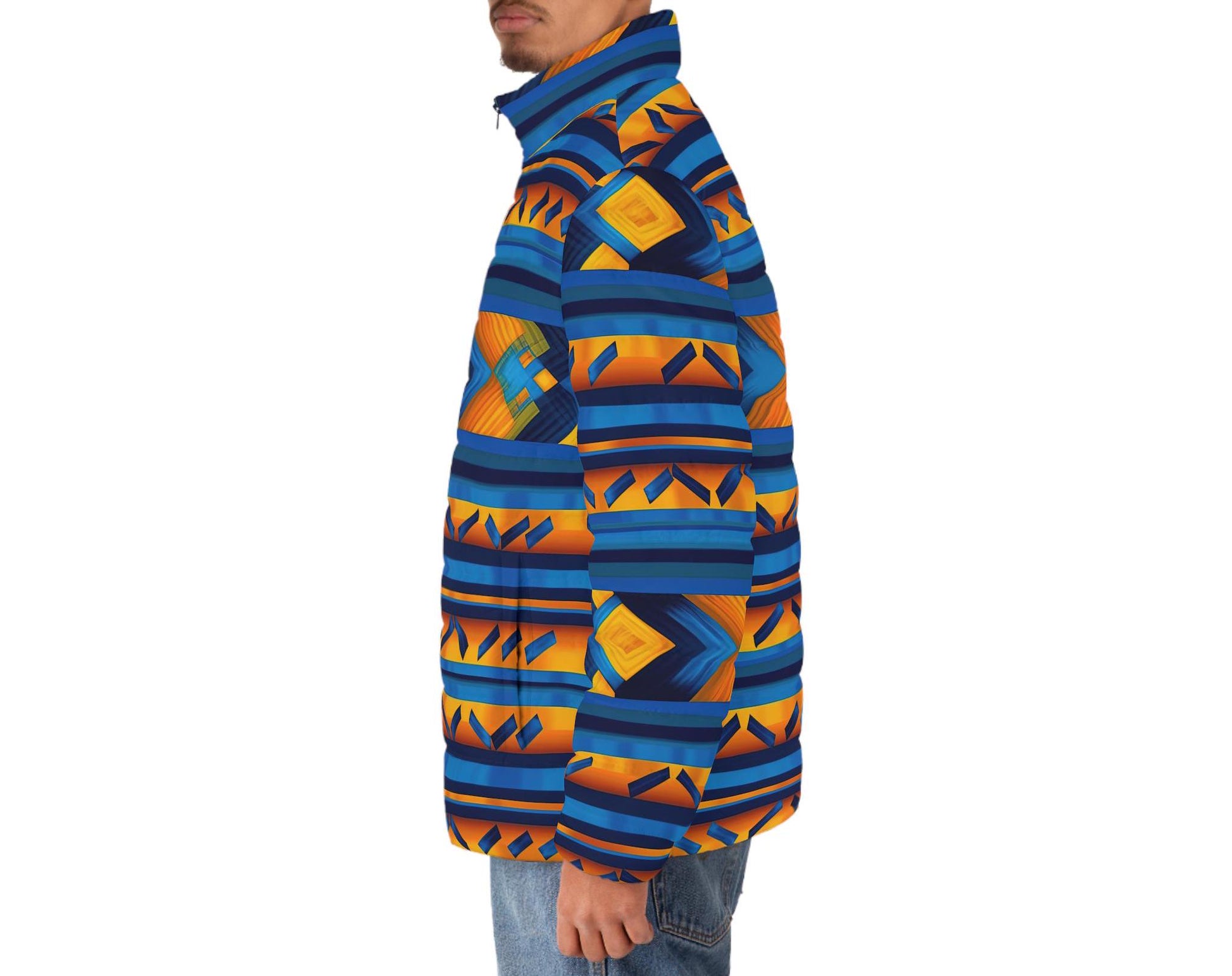 Love - Men&#39;s - Puffer Jacket - African - Kente Pattern