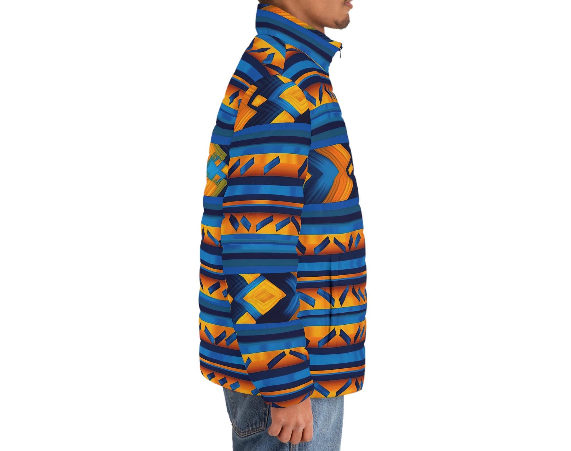 Love - Men&#39;s - Puffer Jacket - African - Kente Pattern