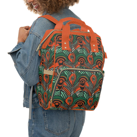 Autumn Glow - Womens - Diaper Bag - African - Dashiki Pattern - Backpacks - KumbatiaKulture