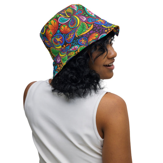 Afrocentric Vibrant Ankara Print Reversible bucket hat.