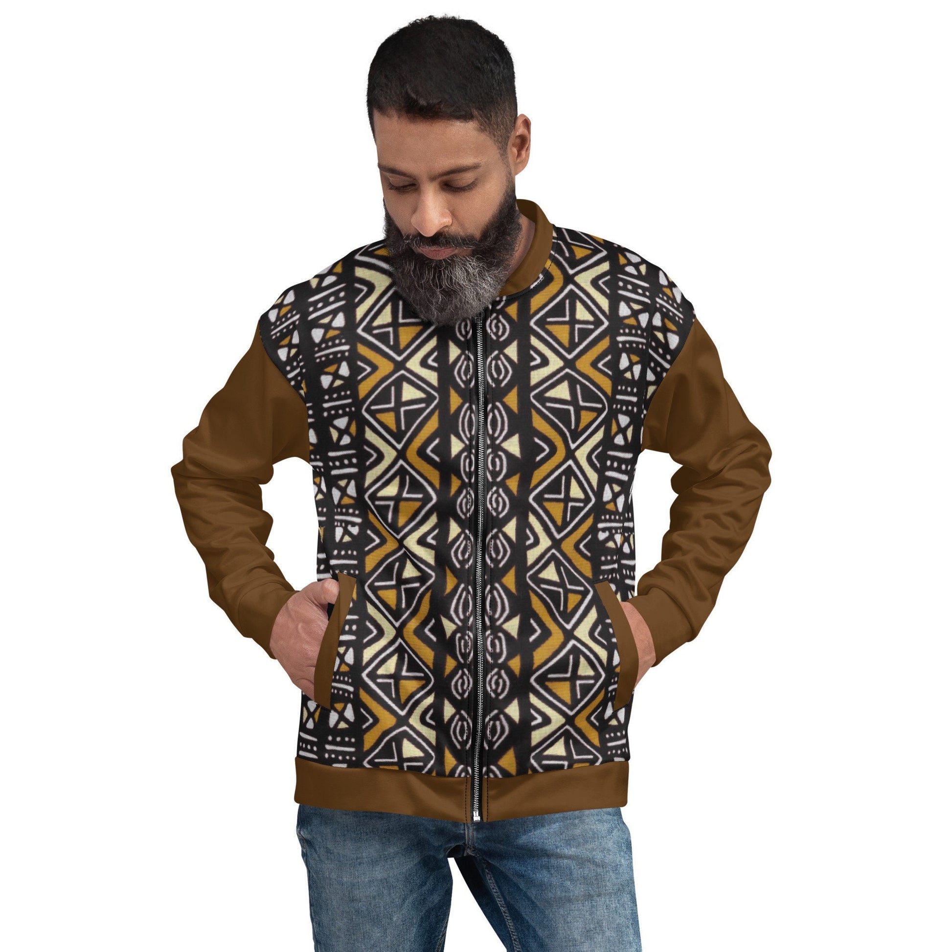 Afrocentric Trible Print Men&#39;s Bomber Jacket