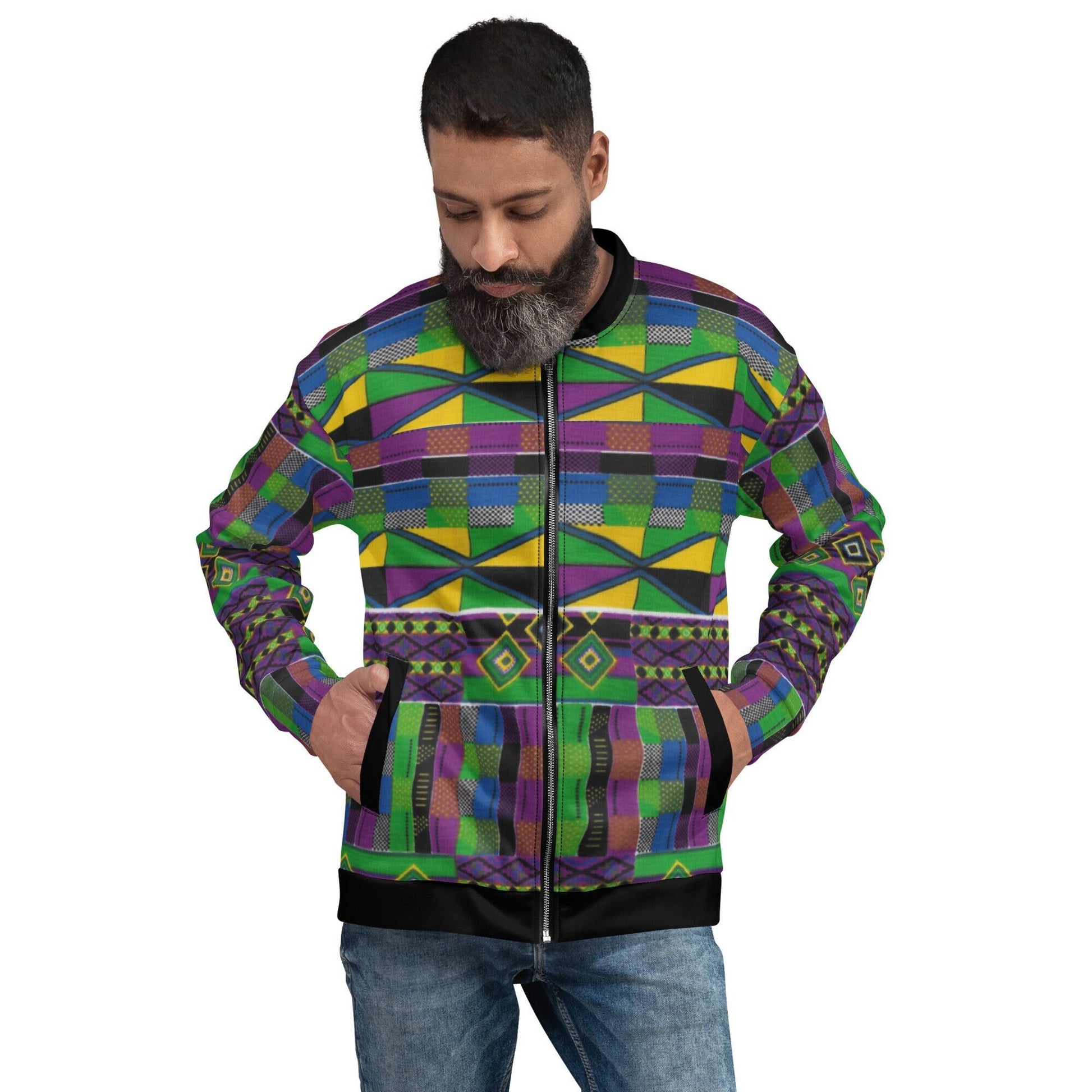 Afrocentric Kente Light Weight Bomber Jacket