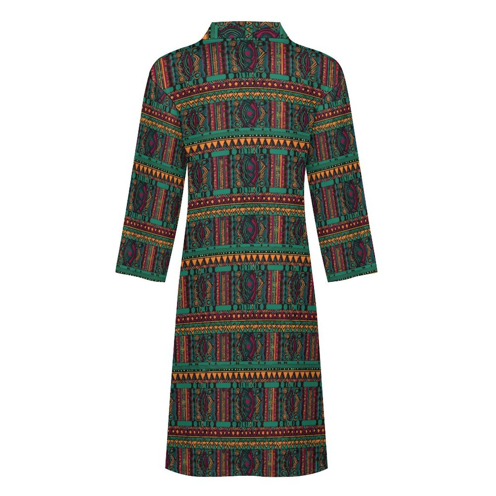 Green Fields - Mens - Lightweight Bathrobe - African - Tribal Pattern - Robes - KumbatiaKulture