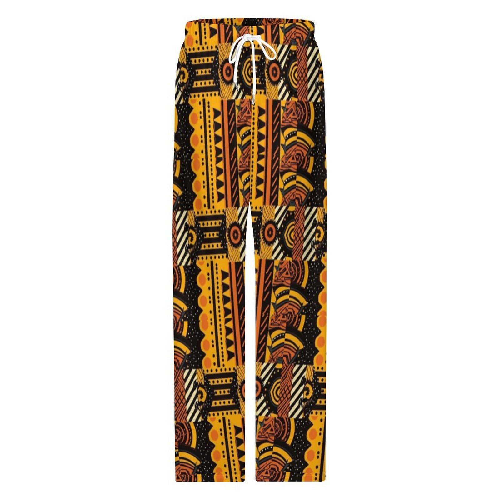 Sunset  - Mens - Faux Cotton Men&#39;s Pajamas Pants -African - Tribal Pattern