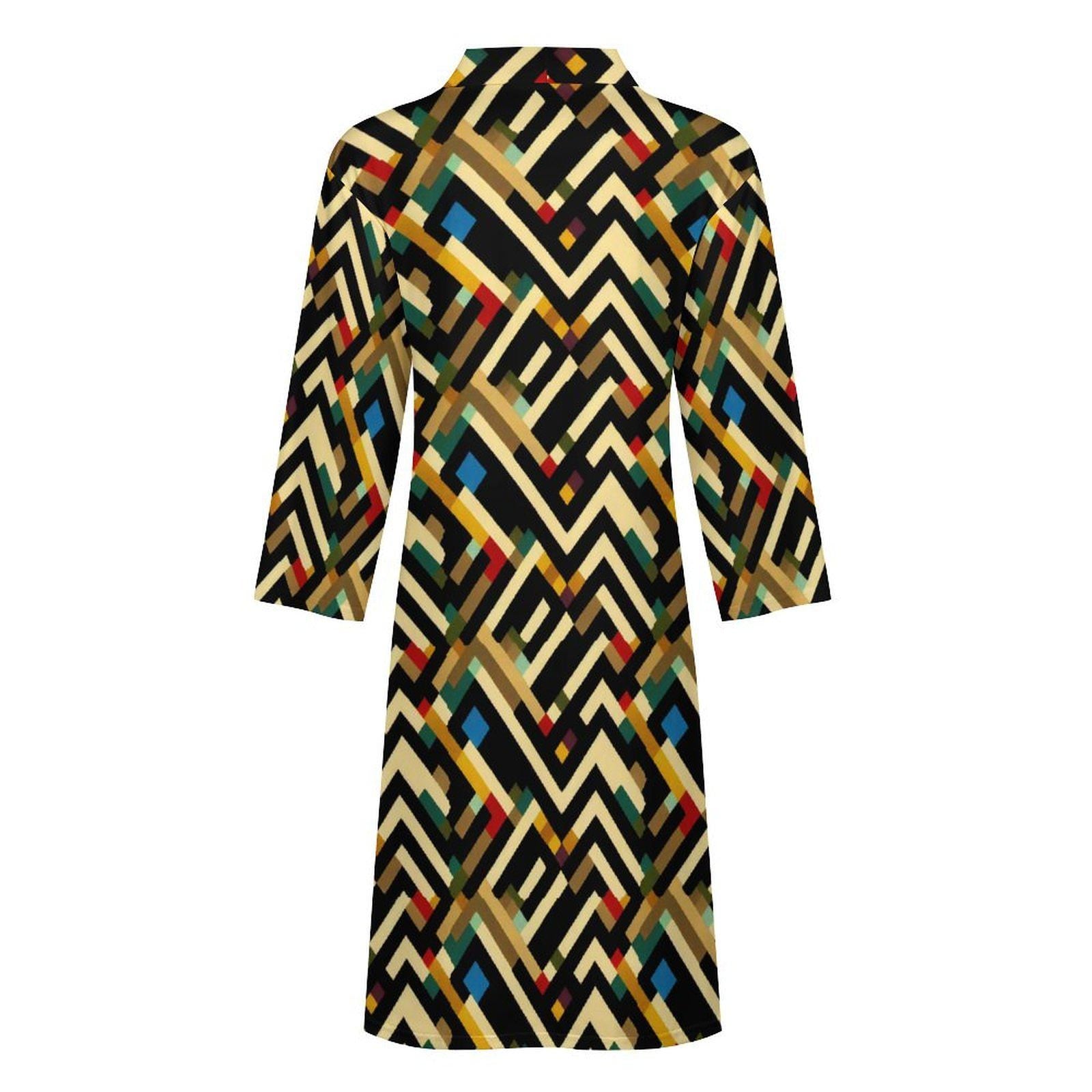 Shahara - Mens - Lightweight Bathrobe - African Tribal Pattern - Robes - KumbatiaKulture