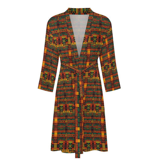 Grace - Mens - Lightweight Bathrobe - African Tribal Pattern - Robes - KumbatiaKulture