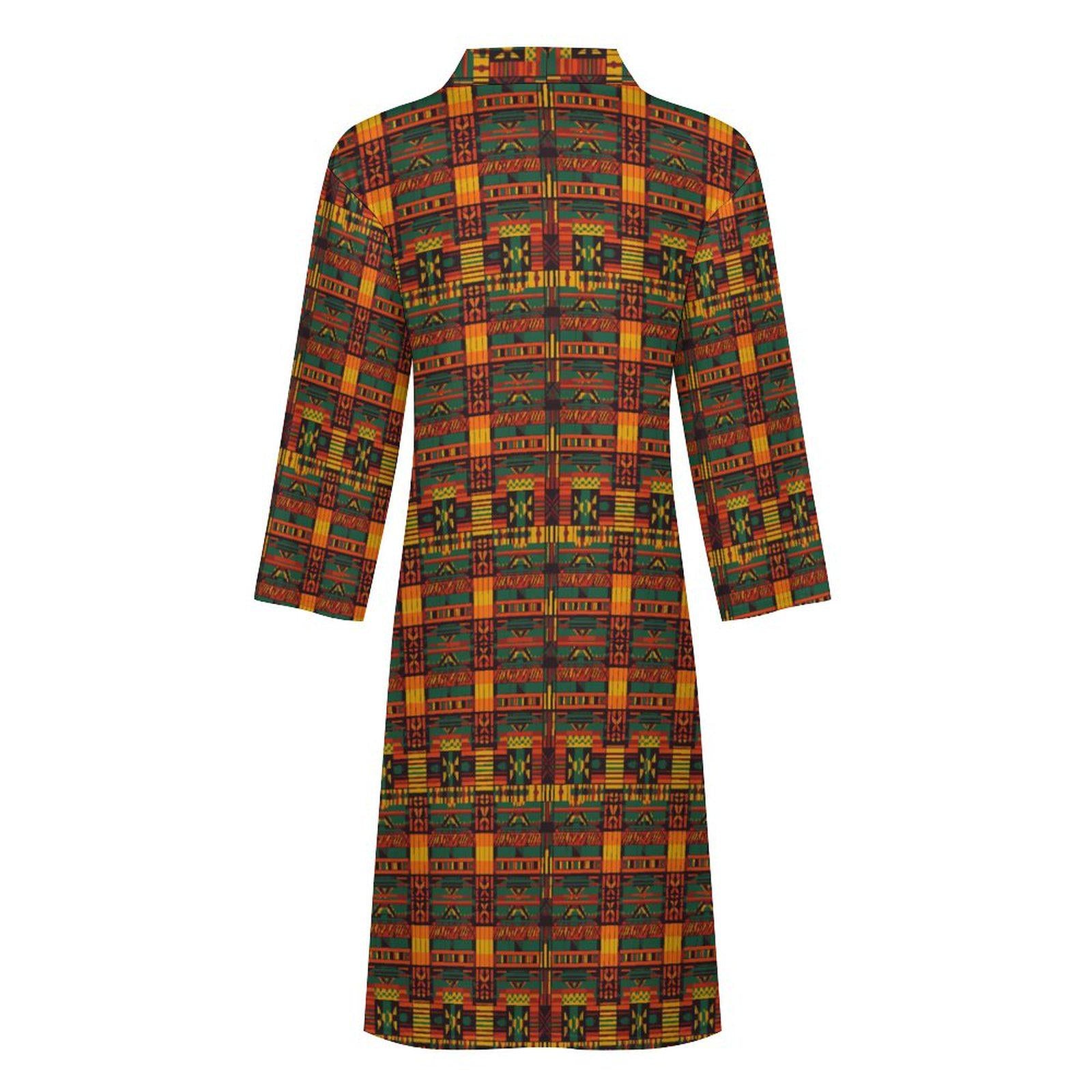 Grace - Mens - Lightweight Bathrobe - African Tribal Pattern - Robes - KumbatiaKulture