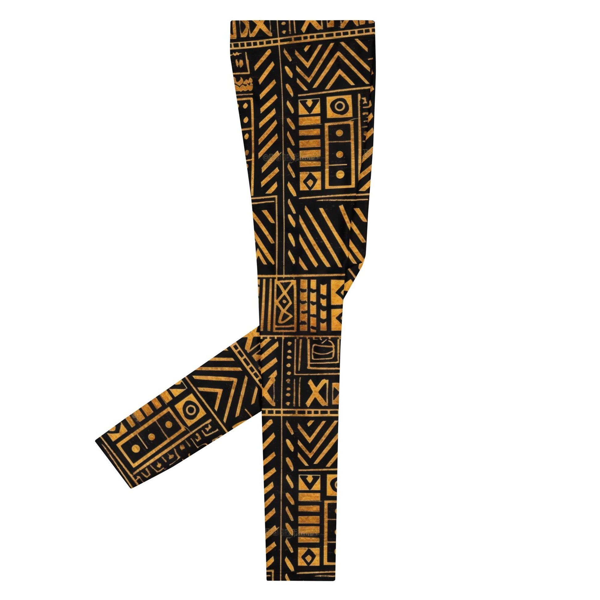 Burnt Gold - Men&#39;s Leggings - African Mud cloth Pattern