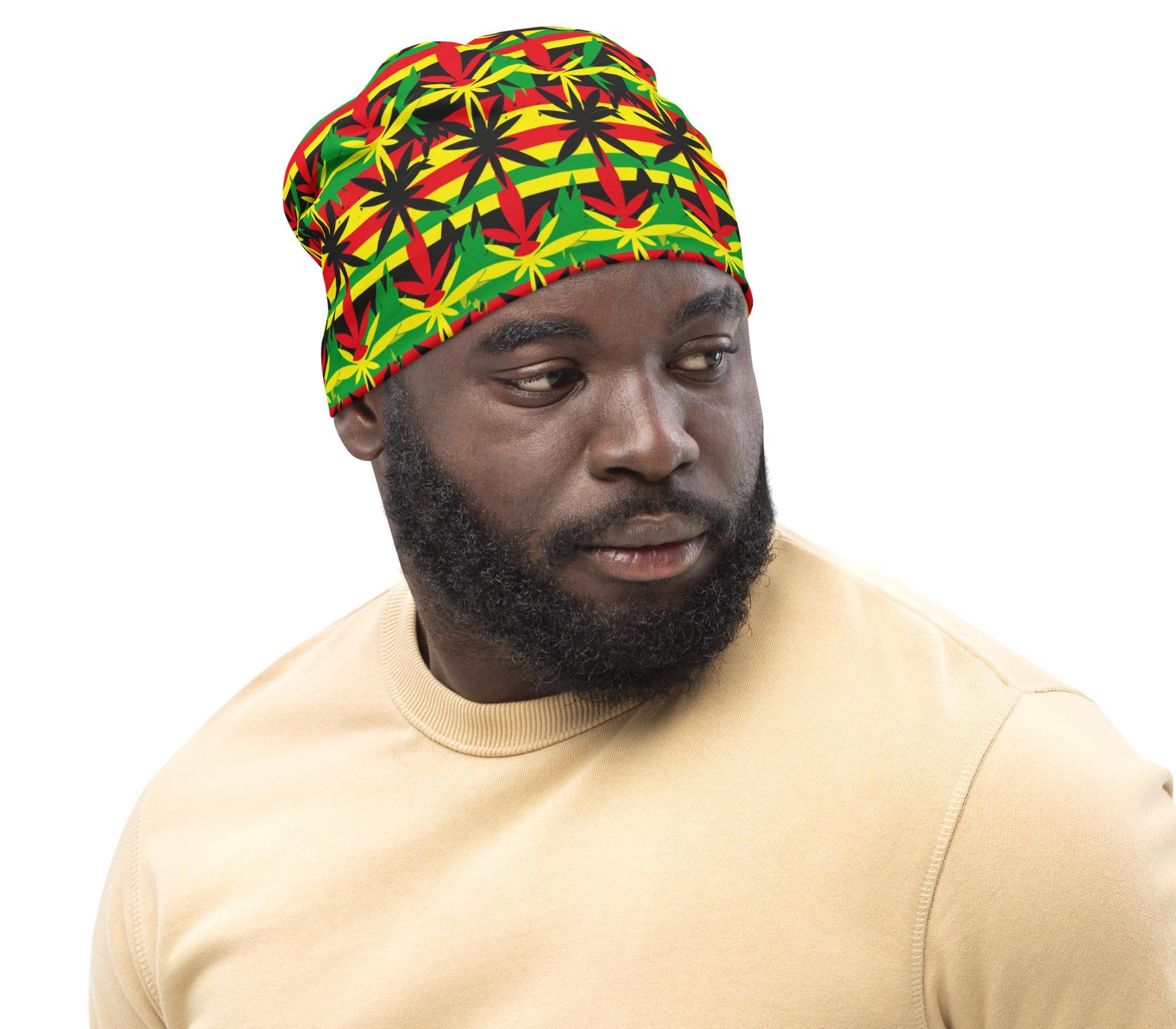 Paradise - Mens Beanie - Jamaican- Rastafarian Pattern