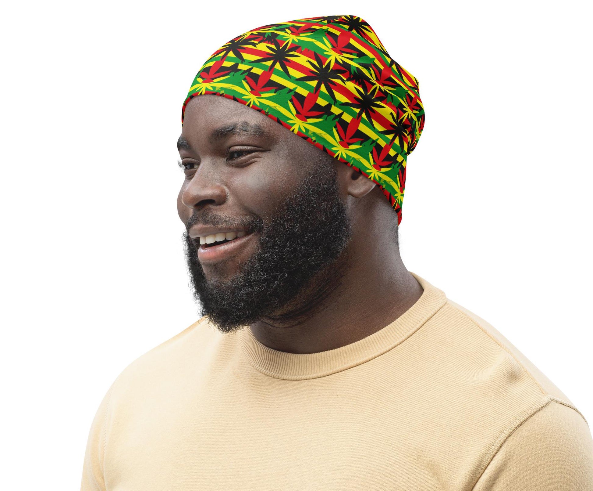 Paradise - Mens Beanie - Jamaican- Rastafarian Pattern