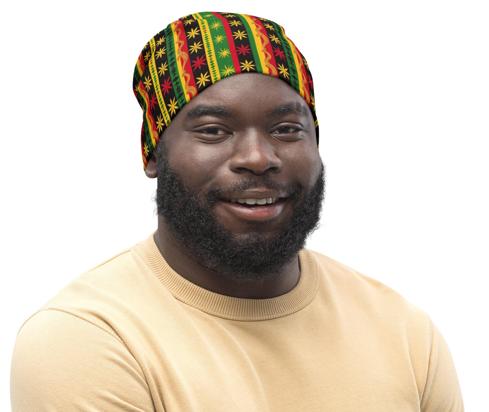 Star - Mens - Beanie - Jamaican - Rastafarian Pattern