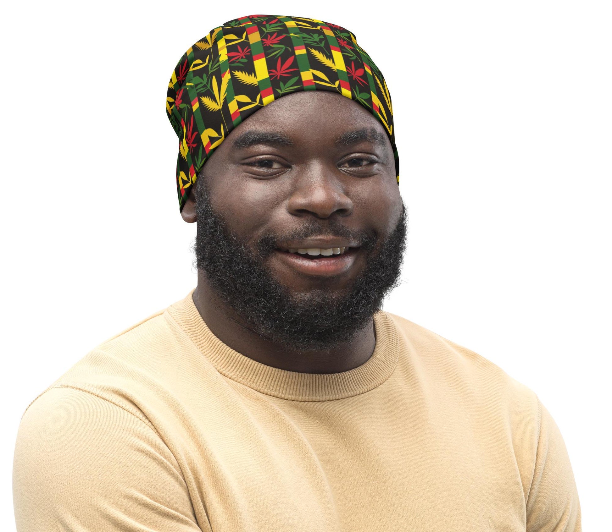 Nighttime - Mens - Beanie - Jamaican - Rastafarian Pattern