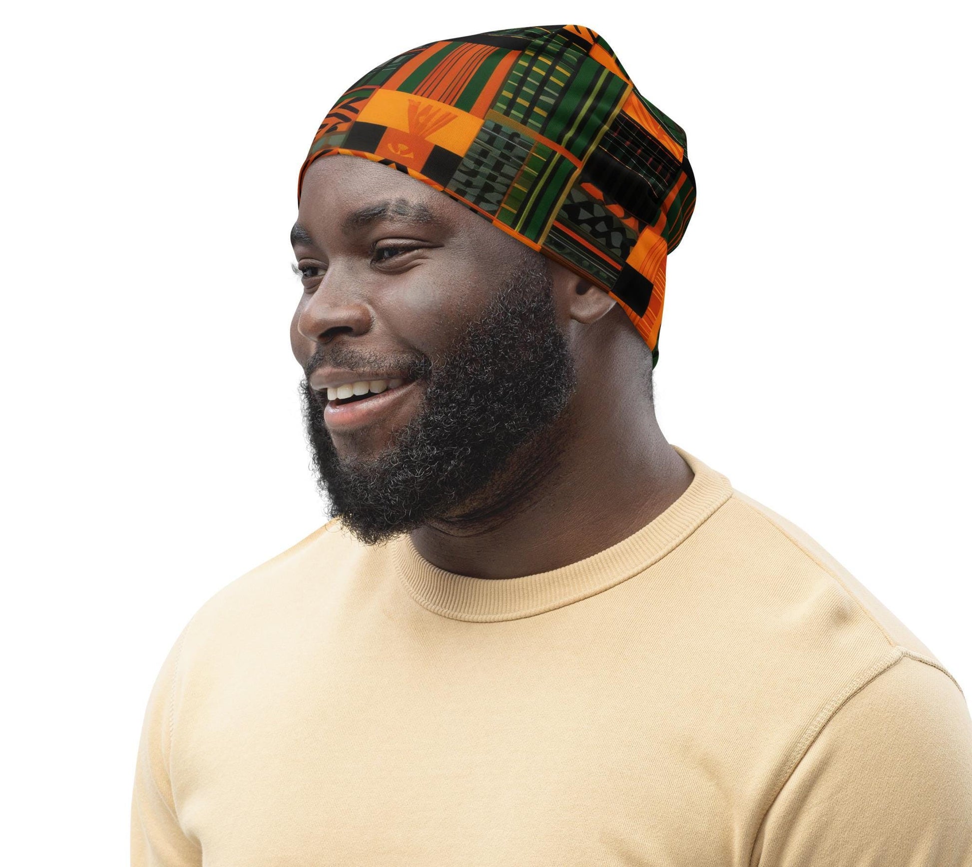 Chilly Days - Mens Beanie - African Kente Pattern