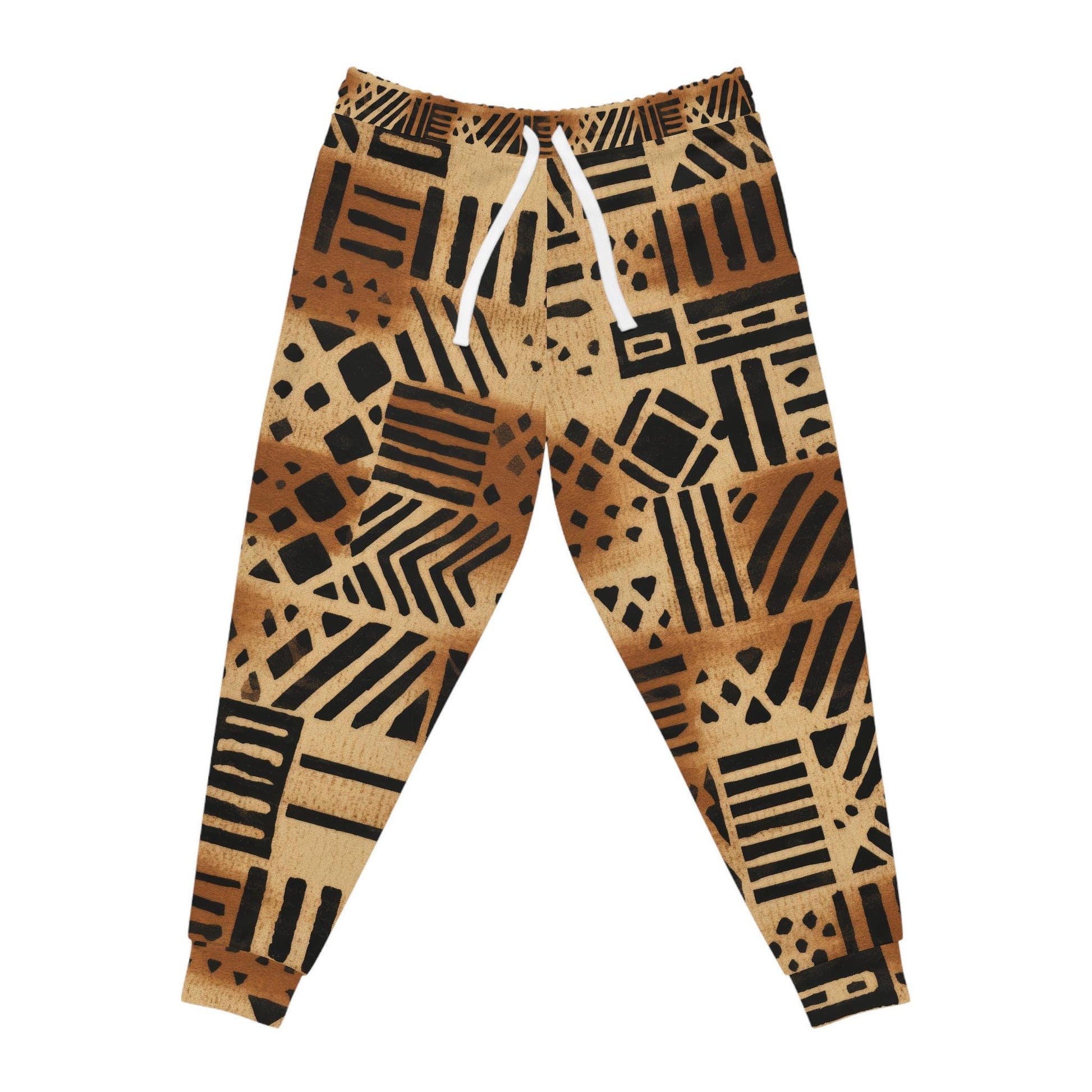 Neutrals -  Mens - Athletic Joggers - African - Mud Cloth Pattern