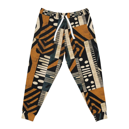 Afrocentric Patchwork -  Mens -  Athletic Joggers -  African - Mud Cloth Pattern