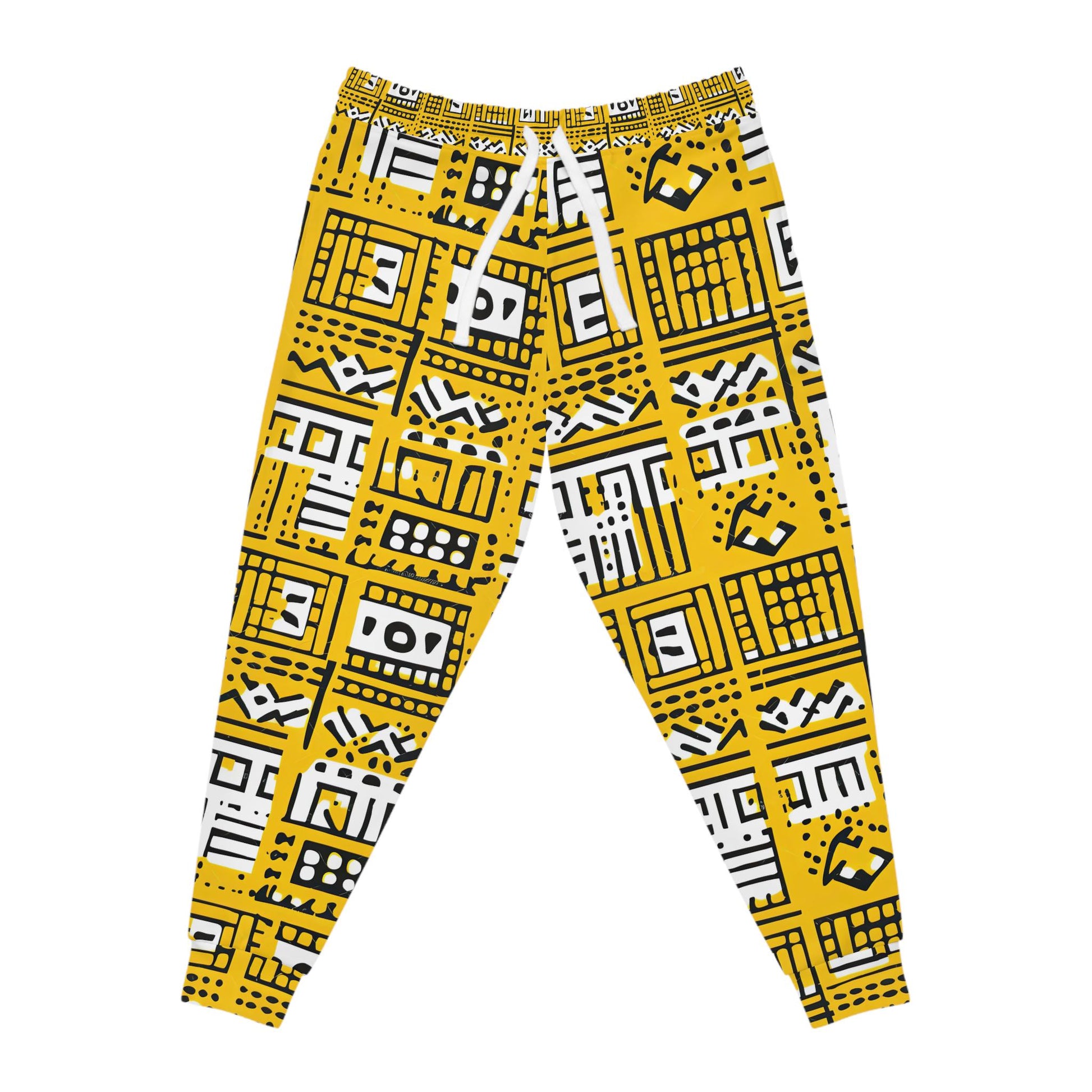 Vibrance - Mens - Athletic Joggers - African Mud cloth Pattern - Workout Pants - Perfect for Gym, Yoga, Running, or Casual Wear