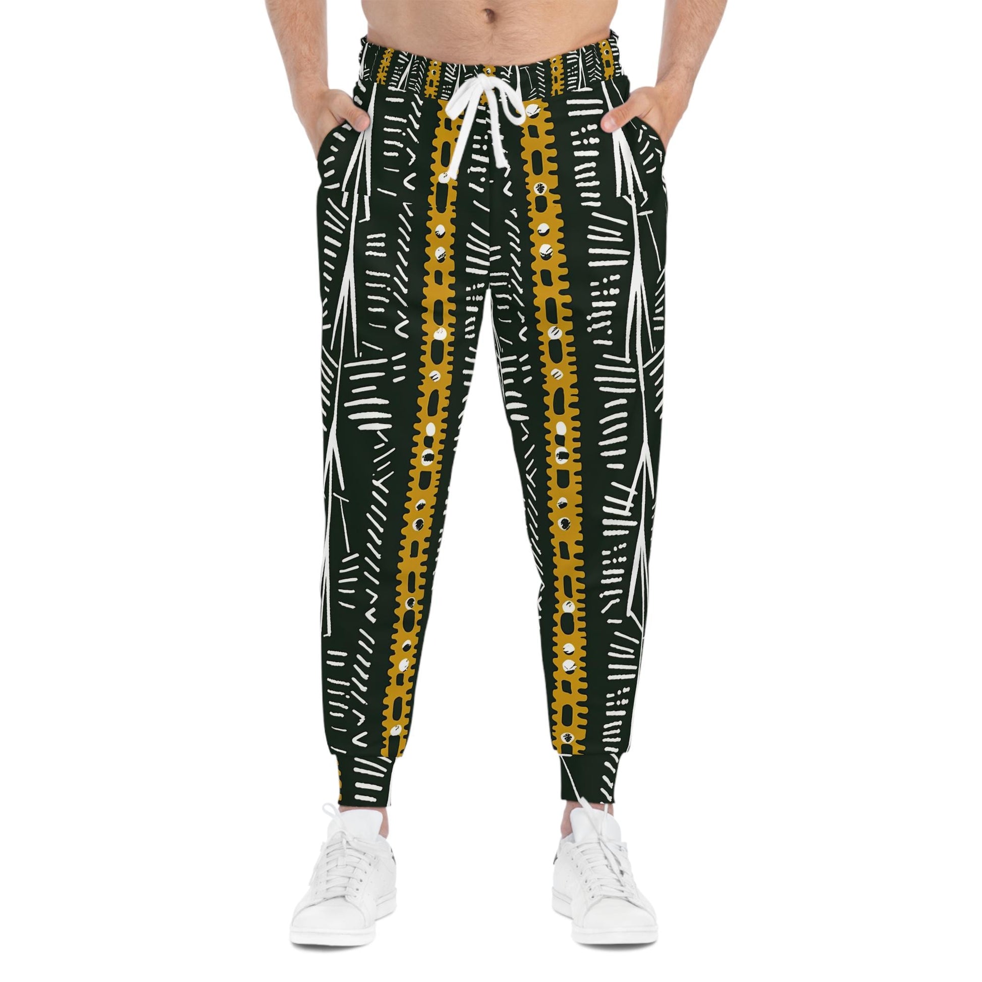 Blk Earth -  Mens - Athletic Joggers - African - Mud cloth Pattern - Comfortable Lounge Wear - Workout Pants - Athletes