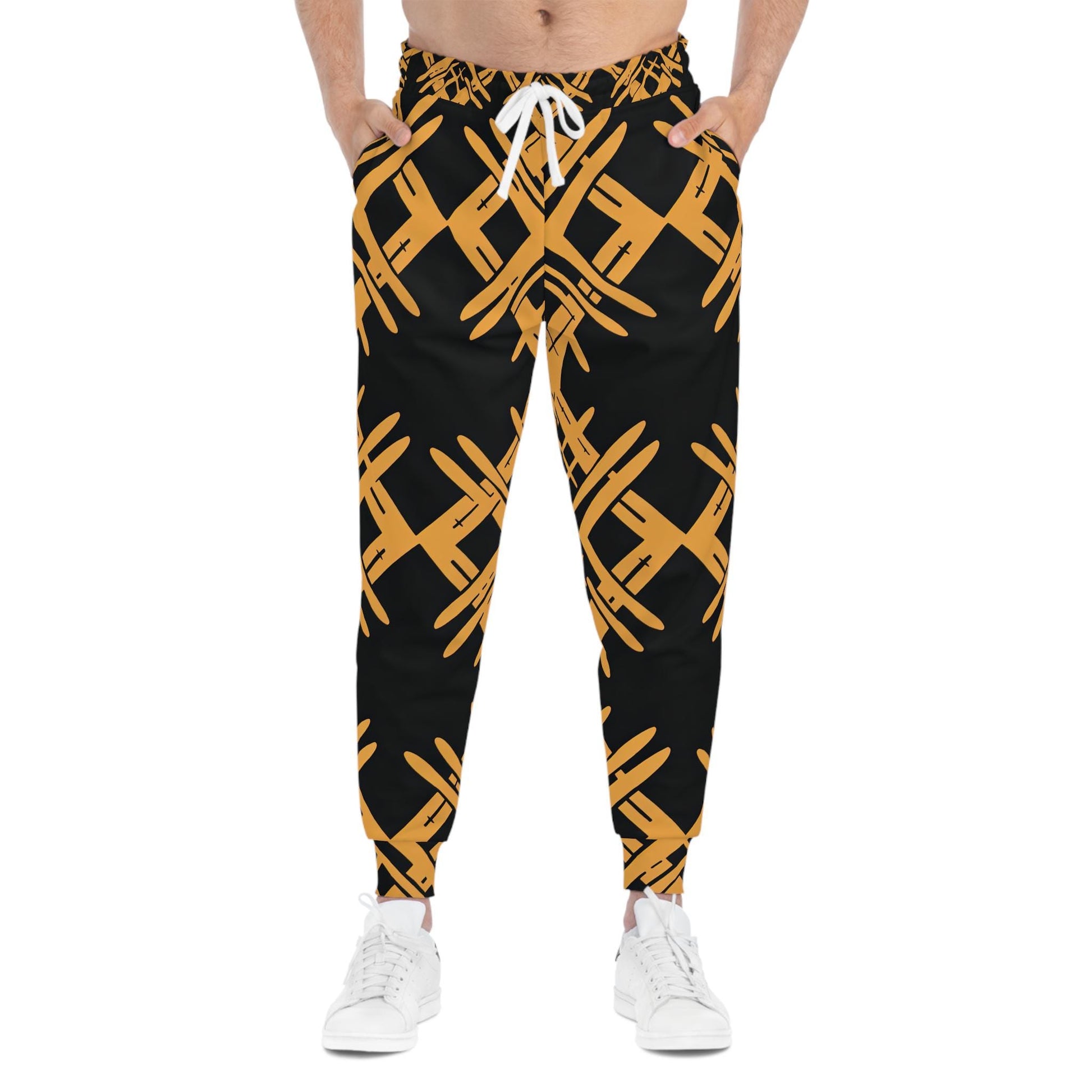 Bold Gold - Mens - Athletic Joggers - African Tribal Pattern - Pants - KumbatiaKulture