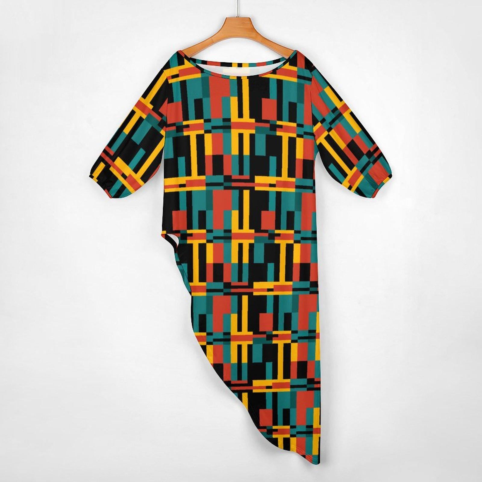 Night lights - Womens - off Shoulder Two Piece Set - African - Kente Pattern