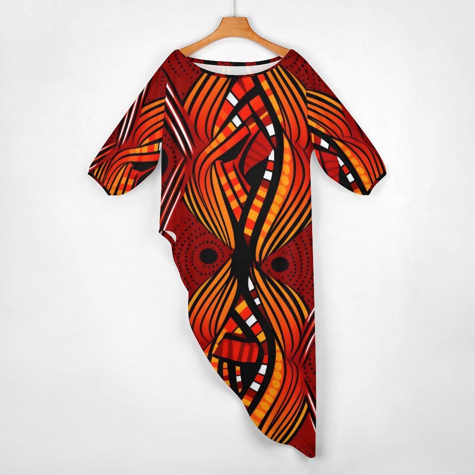 Flames - Womens - Shoulder - Kurta - Kurti - Two Piece Set - African - Ankara Pattern