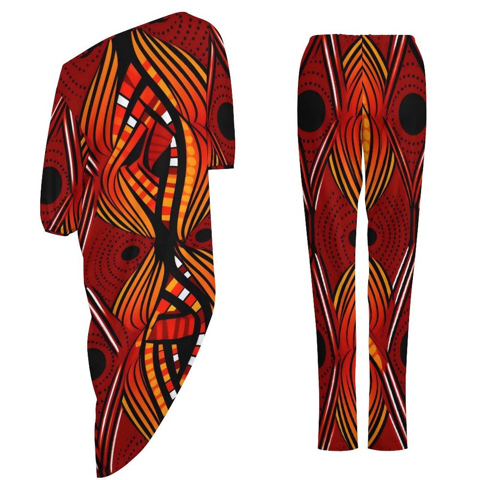 Flames - Womens - Shoulder - Kurta - Kurti - Two Piece Set - African - Ankara Pattern