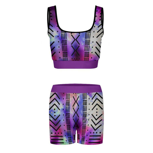 Purple Pearl - Womens - Yoga Workout Outfit - African - Tie-Dye Pattern - Sports & Fitness - KumbatiaKulture